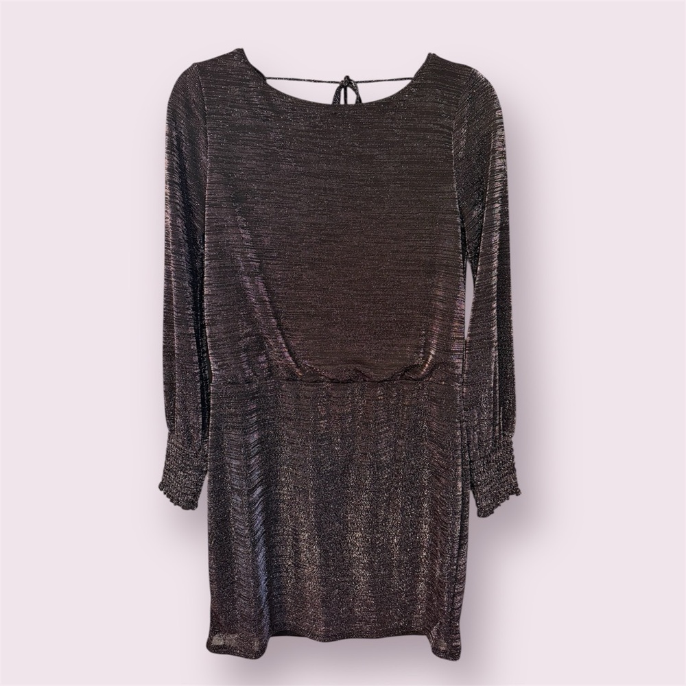 WHBM Dress Metallic Shimmer Dress Black Purple Undertones Size 8